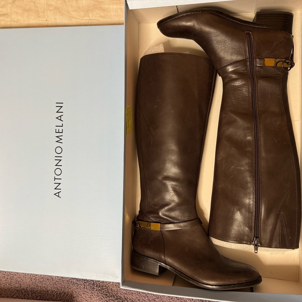 Antonio Melani Chocolate Leather Riding Boots